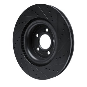 Ford Explorer Brake Rotor (1) - Front Left - R1 Concepts - Drilled & Slotted - Black - `20-`25